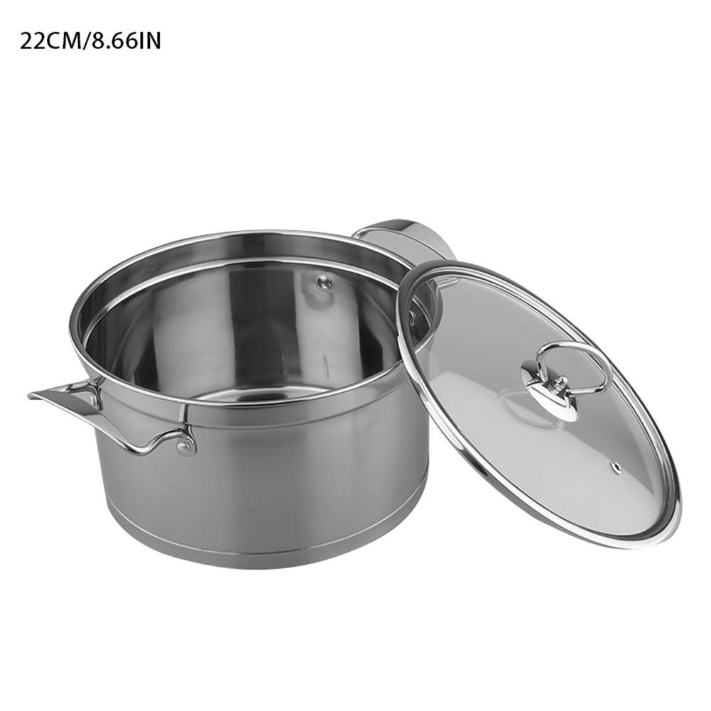Premium Stainless Steel Stock Pot with Lid Thickened Harm Free Soup Pot: 22cm