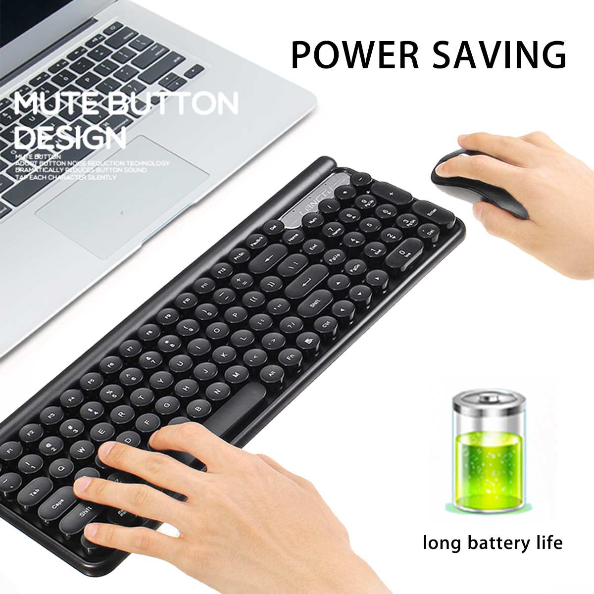 2.4G Wireless Silent Mini Gaming Set Mouse Keyboard Combo Round Button Magic Keyboard Mouse Kit For HP Laptop PC Gamer Computer