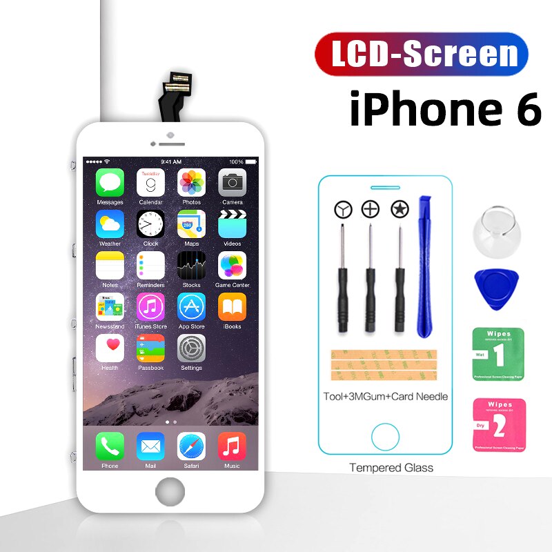 OEM original LCD Display Für iPhone 6 6Plus 6S Plus 5S 5C Touchscreen Digitizer Montage ersatz Weiß Schwarz: For iPhone 6  White