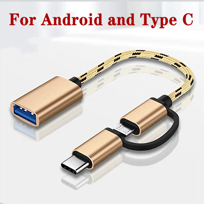 Câble adaptateur USB 3.0 OTG et micro USB type C, 2 en 1, synchronisation de données, pour samsung, tresse en nylon, pour huawei, macbook type c otg: 4