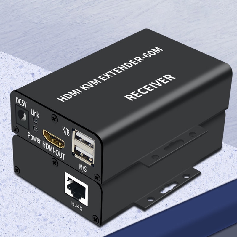 Uusimmat hdmi kvm extender 60m over cat 5/6 ethernet kaapeli 1080p usb kvm hdmi extende audio video muunnin pc  ps5 tv näyttöön