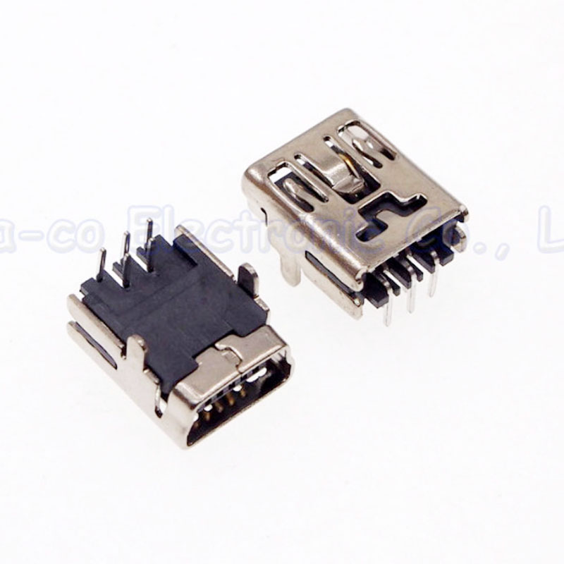 10 Pcs 5P Mini Usb Poort Interface Mini Usb Socket Mini 5P Connector 90 Graden 2 Positionering Voeten