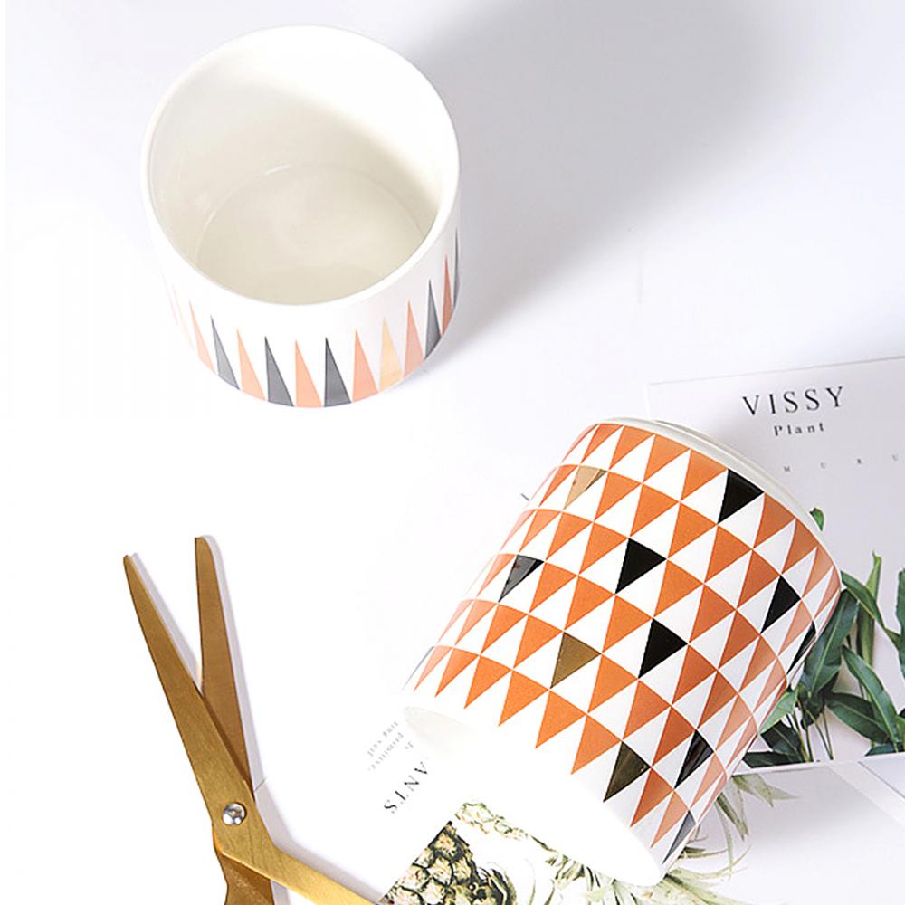 Ceramics Storage Bottles Jar Storage Nordic Style Marble Pattern Container Kitchen Seasoning Tank With Wooden Cover