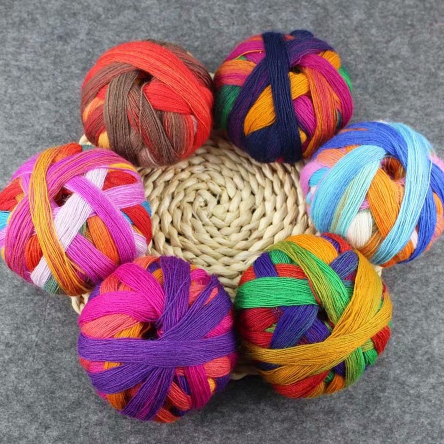 Long Dyed Magic Yarn Ball 800 meters Wool Rainbow Thread for Hand Knitting Shawl Scarf Gradient Crochet Yarn
