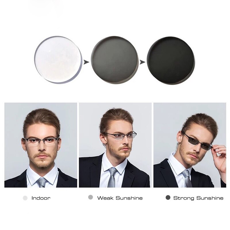 Lentes de decoloración de resina con CR-39 de prescripción 1,56, lentes para miopía hipermetropía presbicia óptica sensibles a la luz