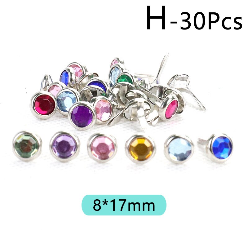 Mini clavos de Metal con patrón de mezcla, hechas a mano álbum de recortes de manualidades, accesorios para manualidades, decoración del hogar, sujetador con adornos Brad, 30 Uds.: H