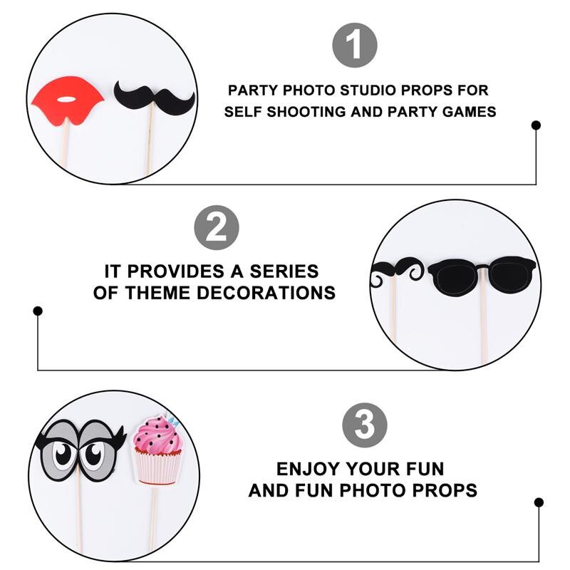 22Pcs Photo Prop Set Handheld Wedding Party Photo Prop Selfie Props