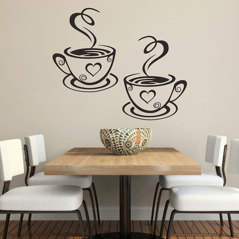 Large Kitchen Wall Sticker Cuisine Coffee Vinyl poster house Decoration Accessories Mural Decor Wallpaper wall stickers: A