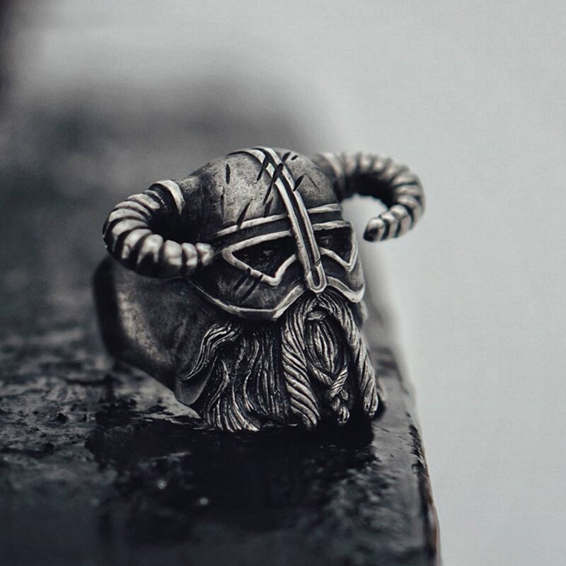 Anillo de guerrero de cuerno vikingo Vintage para hombre, joyería de Caballero de acero inoxidable resistente, estilo nórdico, único, a tienda