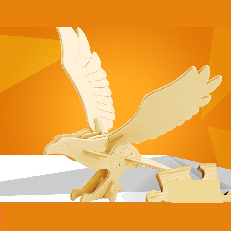 DIY 3D Wooden Toys Puzzle Animal Assembling Swan,parrot,butterfly,dinosaur Model Kit for Child Toy: 01