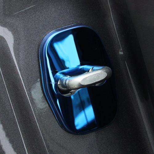 4Pcs Stainless Steel Car Door Lock Sticker Cover for Peugeot 301/308/407/508: Blue