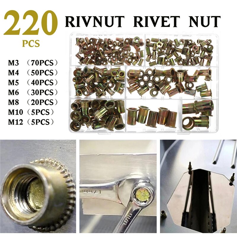 M3-m12 nitverktygssats nitningssats kit nitmuttrar insats tillbehör gängad nitdorn + nitmutssats