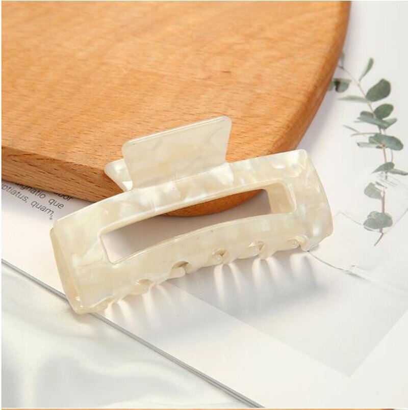 Clip de pelo decorativo Retro de leopardo accesorios para el pelo de acetato placa agarre Clip herramientas de estilo: white