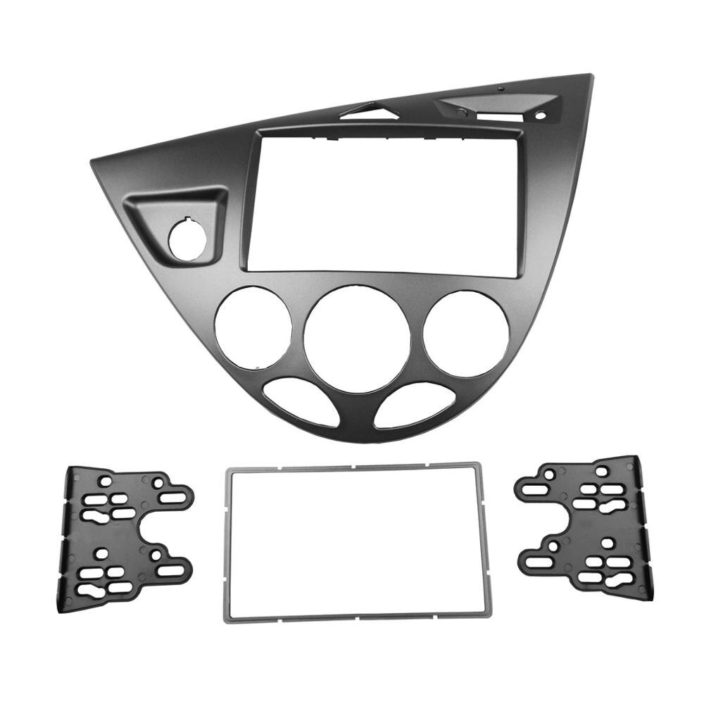 Kit de réaménagement du côté conduite gauche de la voiture, panneau de cadre DVD, Radio Fascia Double Din pour Ford Fiesta 1995-2001 Focus 1998-2004: left wheel silver / 178x100mm