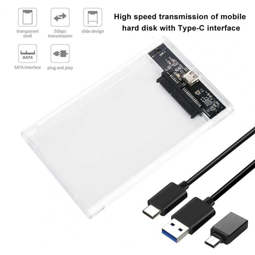 2.5 Inch Usb 3.1 Type-C Hoge Snelheid Transparante Mobiele Externe Harde Schijf Case