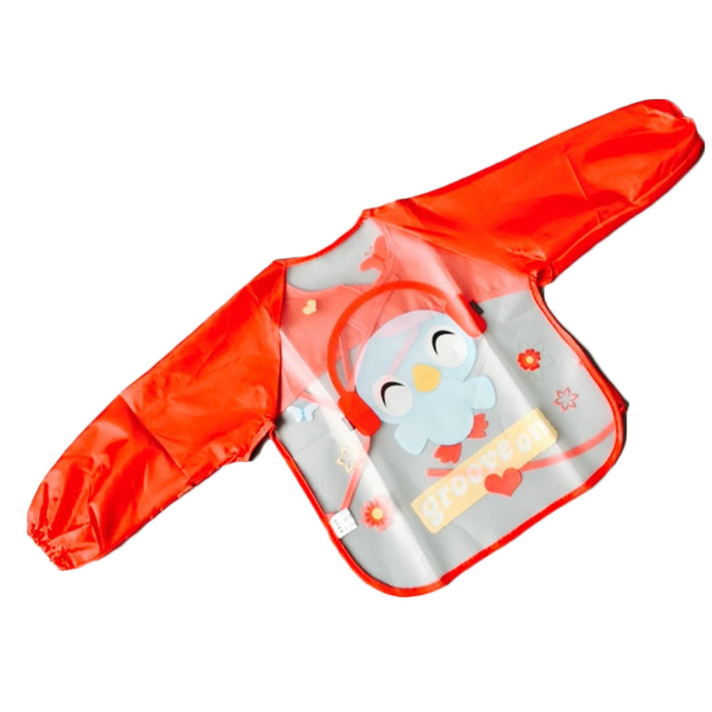 Baby Lätzchen Wasserdicht Kind Essen Kleidung kinder Langen Ärmeln Fütterung Kittel Bib Baby Schürze Bandana Lätzchen baby lätzchen neugeborenen: red