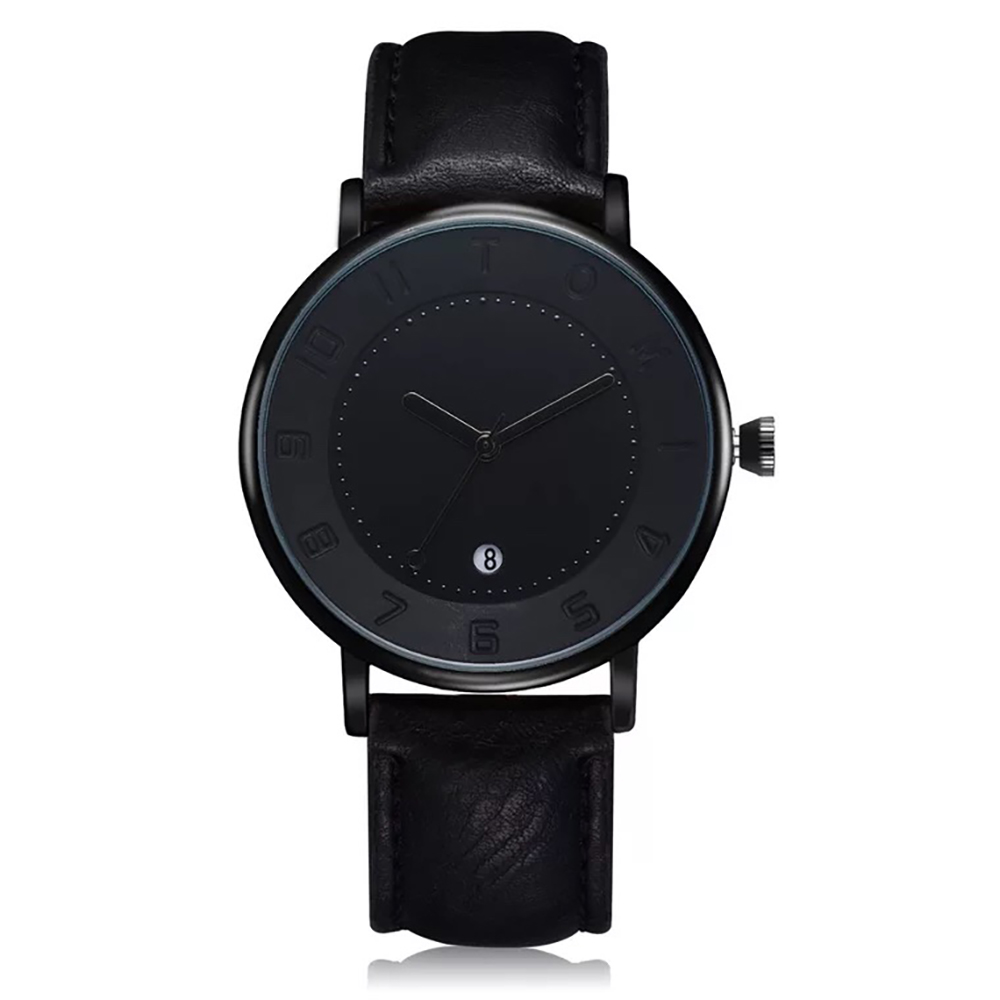TOMI Relógio de moda minimalista masculino Relógio masculino e feminino Versátil calendário redondo mostrador grande relógio de quartzo relógio premium: Preto