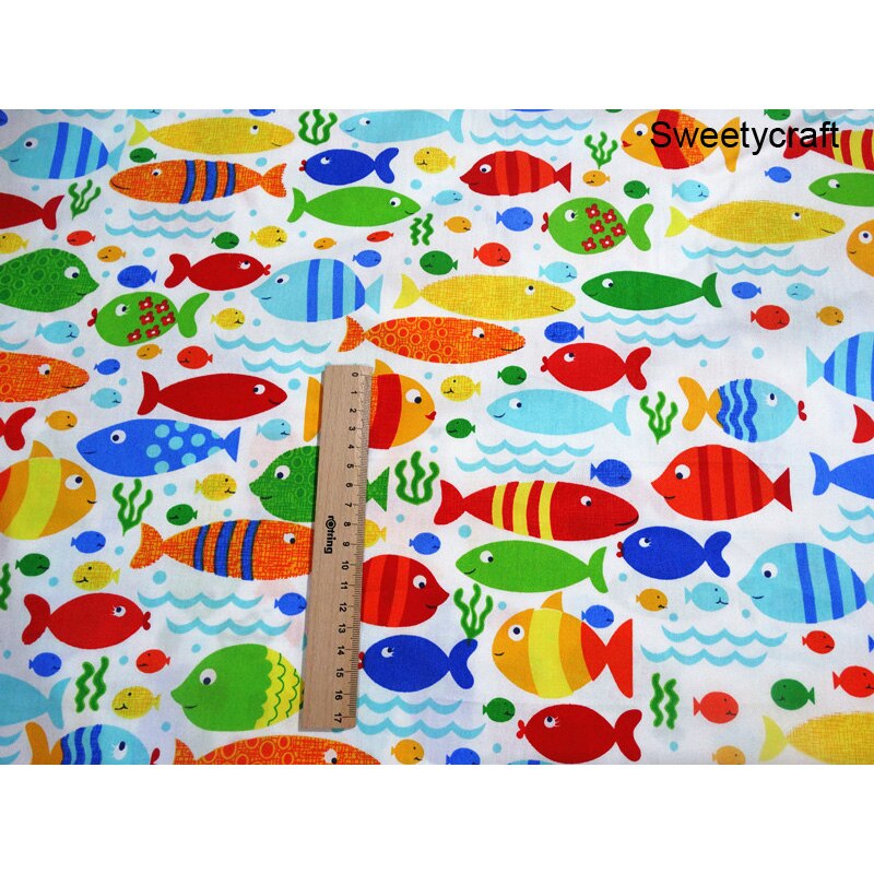 160*100Cm Katoen Stof Cartoon Vis Gedrukt Twill Quilten Patchwork Tecido Fat Quarters Doek Voor Diy Naaien Jurk bed Pop