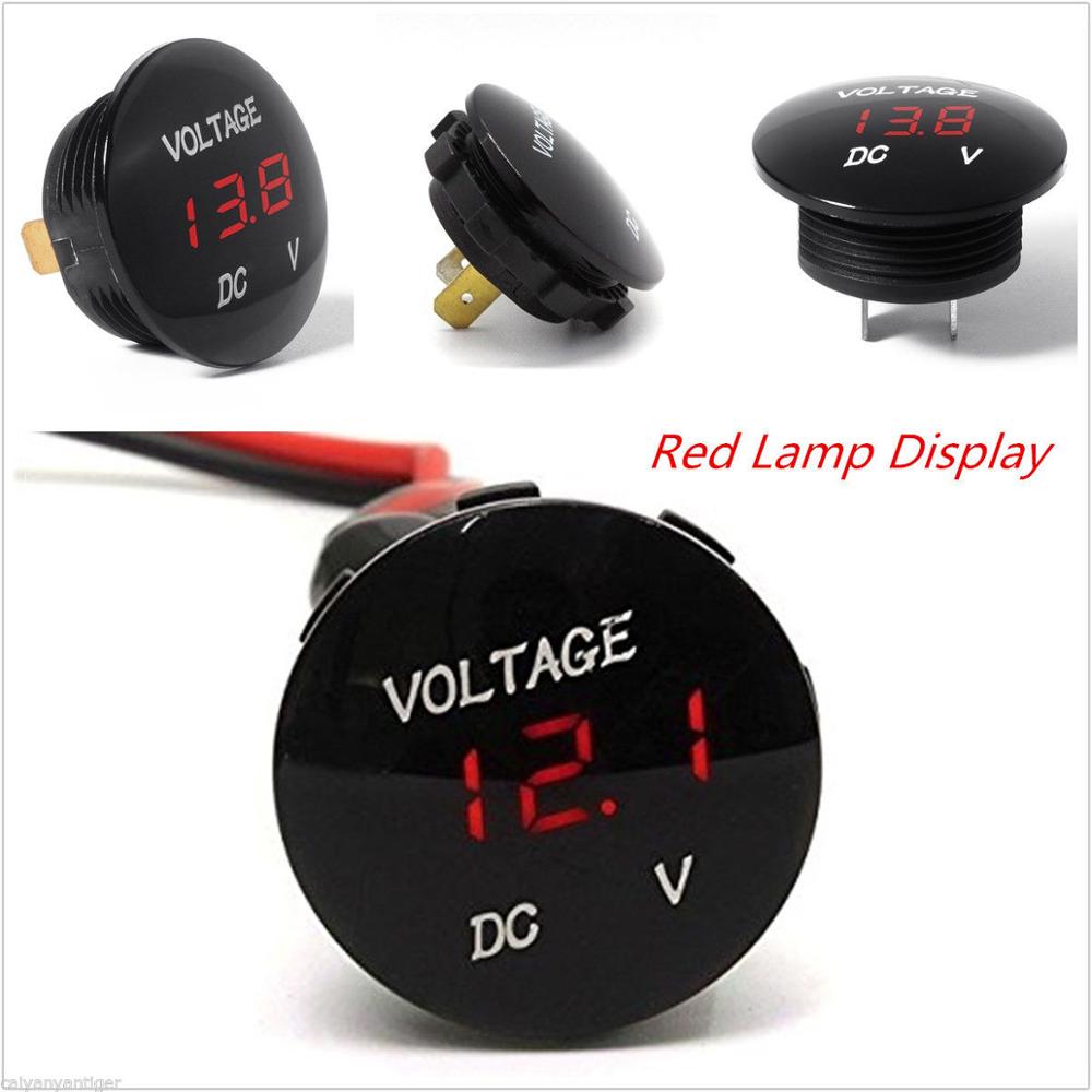 12 V-24 V Auto Motorfiets LED Digitale Display DC Voltmeter Socket Waterdichte: Red