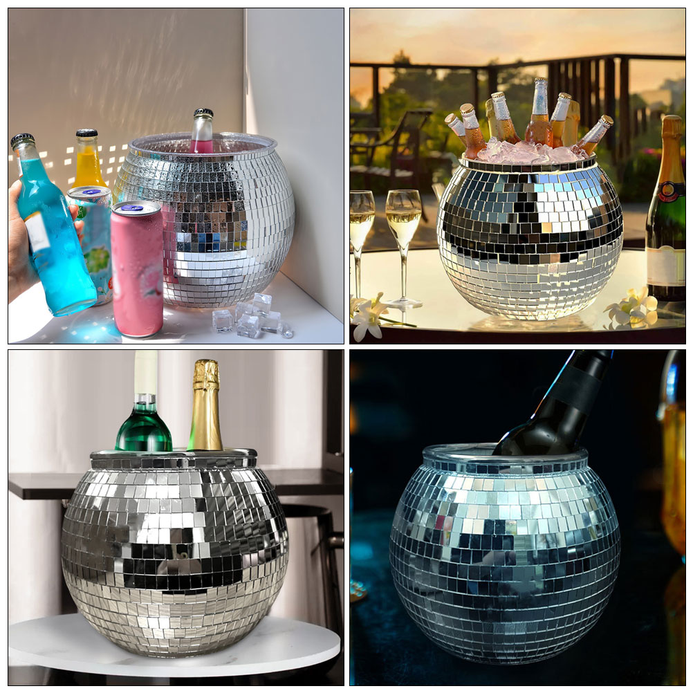 Balde de gelo de bola de discoteca, decorações de festa, baldes de banheira de bebidas para festas, suprimentos para casa