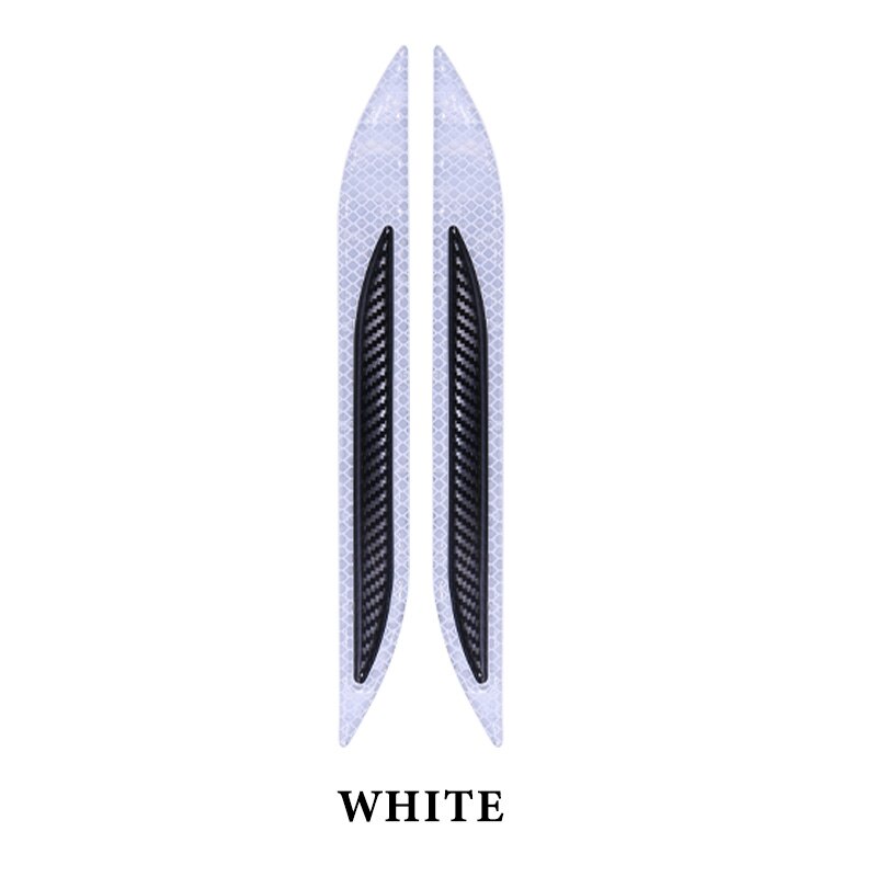 Bande réfléchissante 3D Anti-Collision pour voiture | 2 pièces, bandes Anti-Collision en Fiber de carbone, bande d'avertissement de sécurité, autocollants réfléchissants pour décor: Style A White