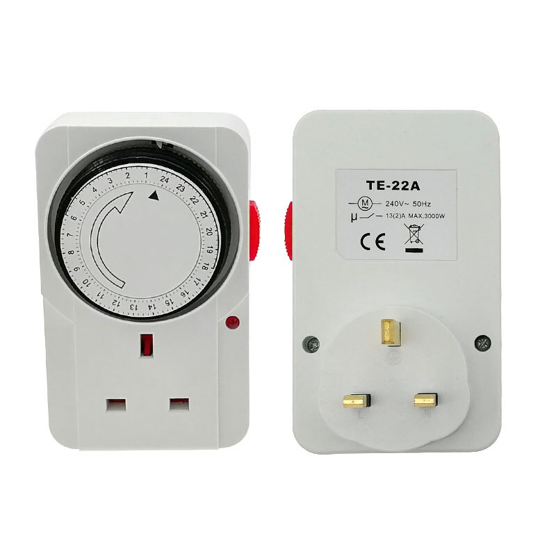 24 Hour Cyclic Timer Switch Kitchen Timer Outlet Loop Universal Timing Socket Mechanical Timer 230VAC 3500W 16A UK EU CN US Plug: UK 16A