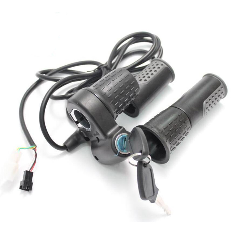 Elektrische fiets Duimgas Halfdraaigashendel met elektrisch slot 36V 48V 60V 72V 130X Ebike-accessoires Waterdichte stekker: with electric lock
