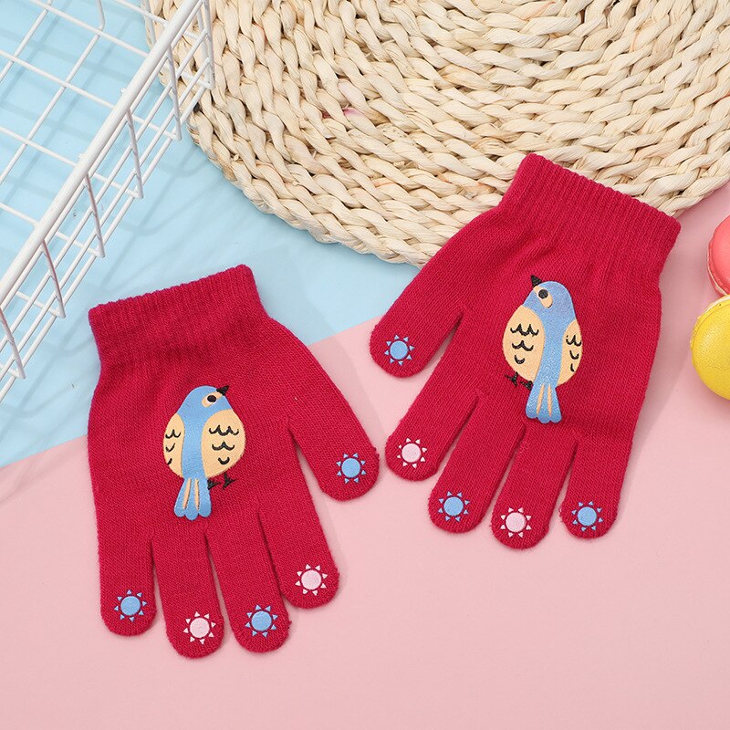 Kinderen Kids Winter Warm Thicken Handschoenen Meisjes Jongens Peuter Leuke Vogel Wanten Imitatie Kasjmier Vinger Handschoen Voor 6-12yeas: D
