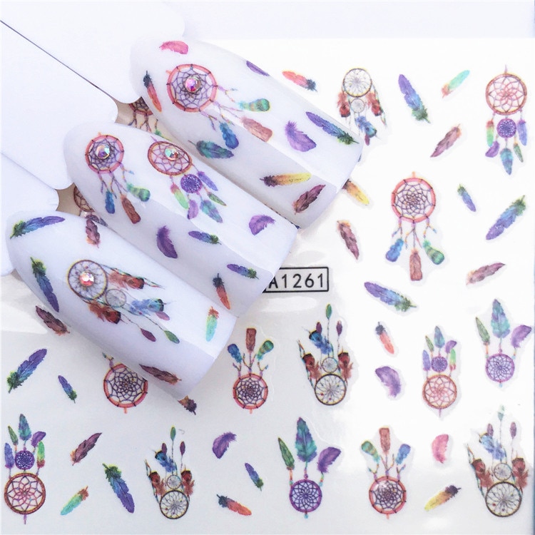 1 stuks Nail Stickers Dier Water Decal Oceaan Kat Plant Patroon 3D Manicure Sticker Nail Art Decoratie m1N4