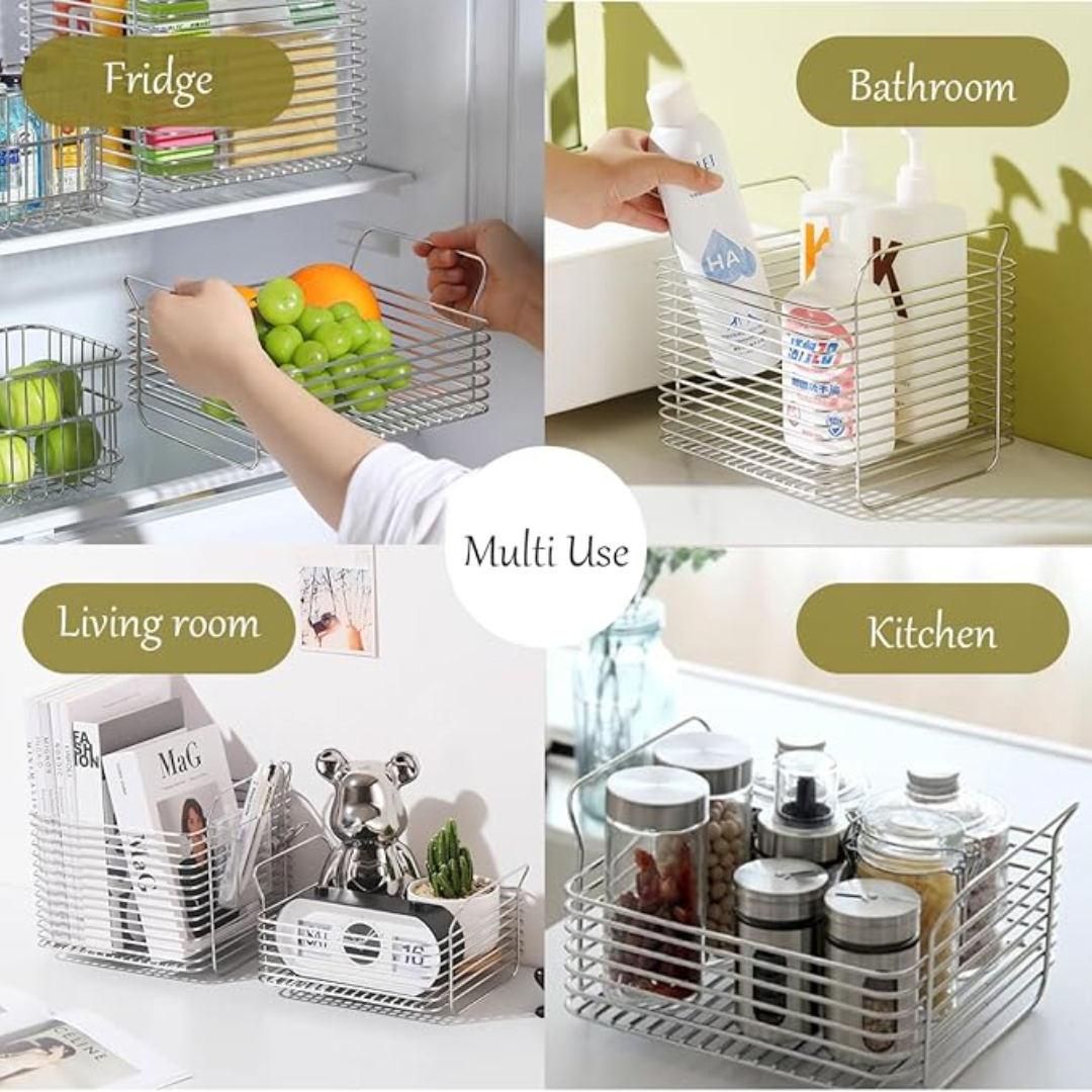 Paniers empilables en fil d'acier inoxydable, Organization de fruits et légumes, garde-manger, armoire, poubelle, étagères de rangement pour la cuisine