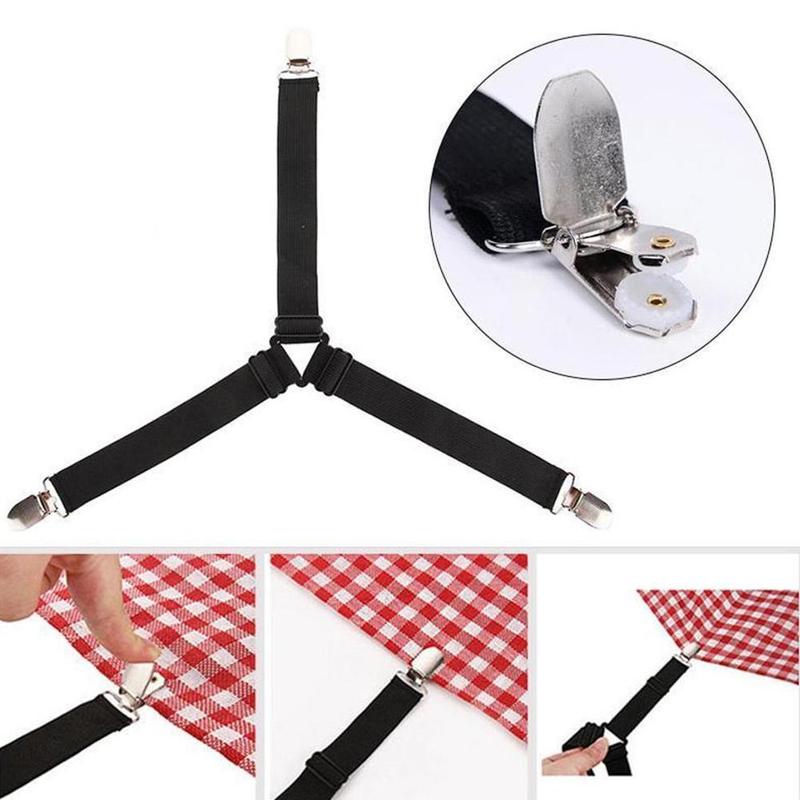4Pcs Laken Elastische Grijpers Riemverbinder Laken Clips Matrashoes Dekens Houder Huishoudtextiel Organiseren Gadgets