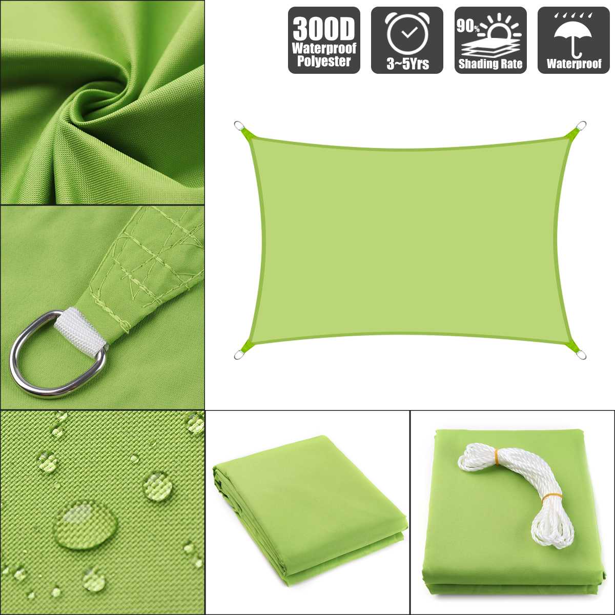2.5x3 14 color Sun Shade Sail Outdoor Patio Lawn Pool Rectangle Cover Block Canopy Swimming Pool Cover Sunscreen Tent Waterproof
