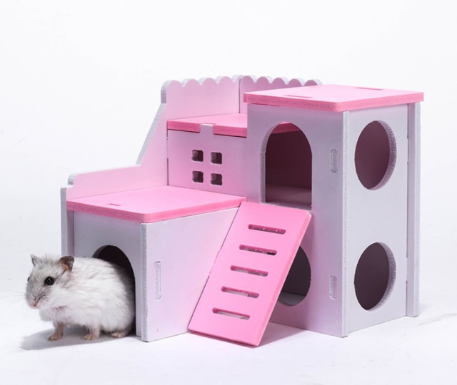 Puinen hamsterin pesä makuutalo koti luksushäkki lemmikki tee itse piilopaikka kota lelu pieni eläintarvikkeet hamsterin piilopaikka: 7