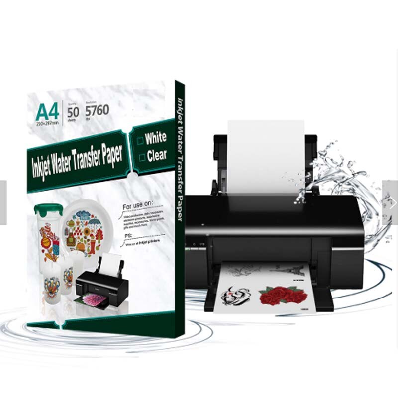 20Pcs = 10 Clear + 10 Wit Inkjet Water Slide Decal Papier A4 Size Printing Transfer Papier Waterglijbaan Decal papier Voor Plaat: Default Title