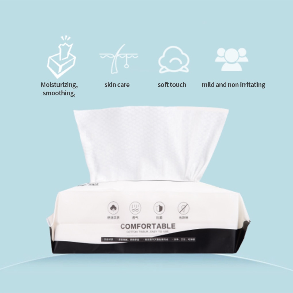 Serviette nettoyante pour le visage jetable serviette en papier multi-plis tissu de lavage pour soins du visage Non tissé 50/100 feuilles