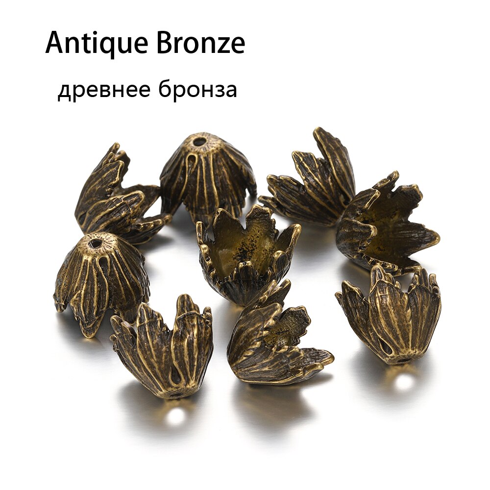 2 sztuk/partia Alloy starożytny złoty różne kształty kwiat koraliki czapki zaślepka złącza dla DIY kolczyki tworzenia biżuterii Accessroies: Bronze 3