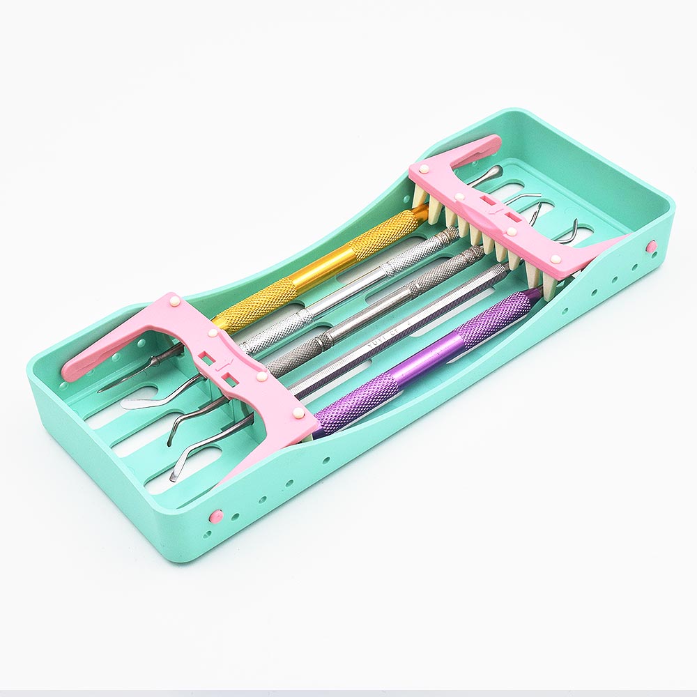 Tandheelkundige sterilisatiedoos met 5 houders, tips, handgrepen, instrument, autoclaveerbaar