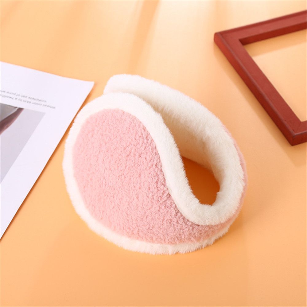 Paraorecchie invernali in cashmere caldo paraorecchie in peluche per uomo e donna indossano scaldamuscoli dopo la piegatura per prevenire paraorecchie fredde e calde: pink