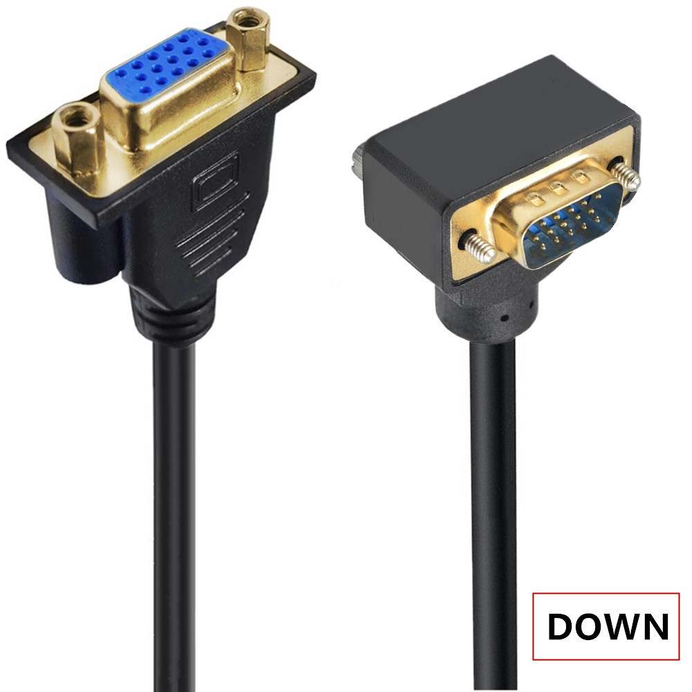 Cavo VGA 3 + 6 angolato da 90 gradi verso il basso Cavo di prolunga RGB HD da 15 spillo maschio a maschio per PC tenere sotto controllo per computer TV Proiettore 50 cm 1,5 m 3 m: Rosso / <=0.5m