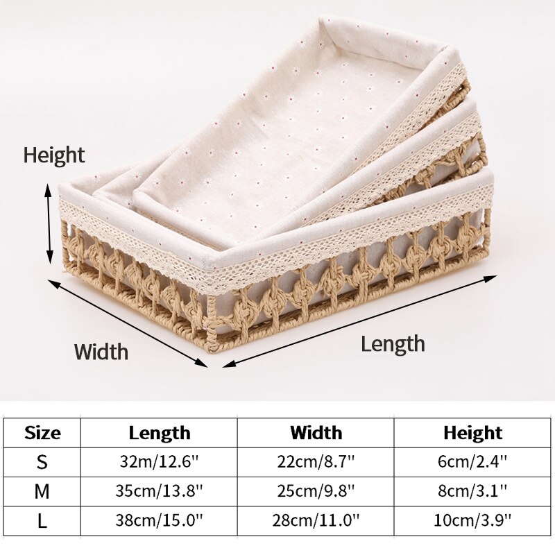 Cestas de almacenamiento de tejido hueco, caja organizadora grande de escritorio para artículos diversos, cosméticos, aperitivos, fruta, cesta organizadora decorativa para el hogar