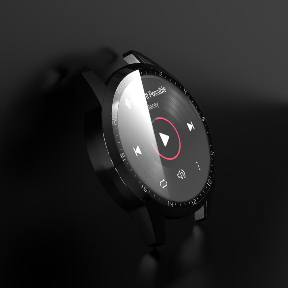Filme de vidro temperado com anel de calibração capa para huawei assista gt 2 3 46mm caso gt2 pc disco protetor de tela abundante escudo: Black / For GT2 46mm