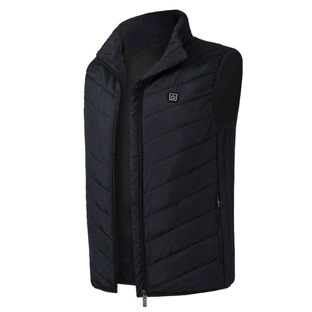 9 Heating Zones Heated Vest Jacket USB Men Winter Electrically Heated Sleeveless Jacket Travel Outdoor Waistcoat for Outdoor: Black / 4XL