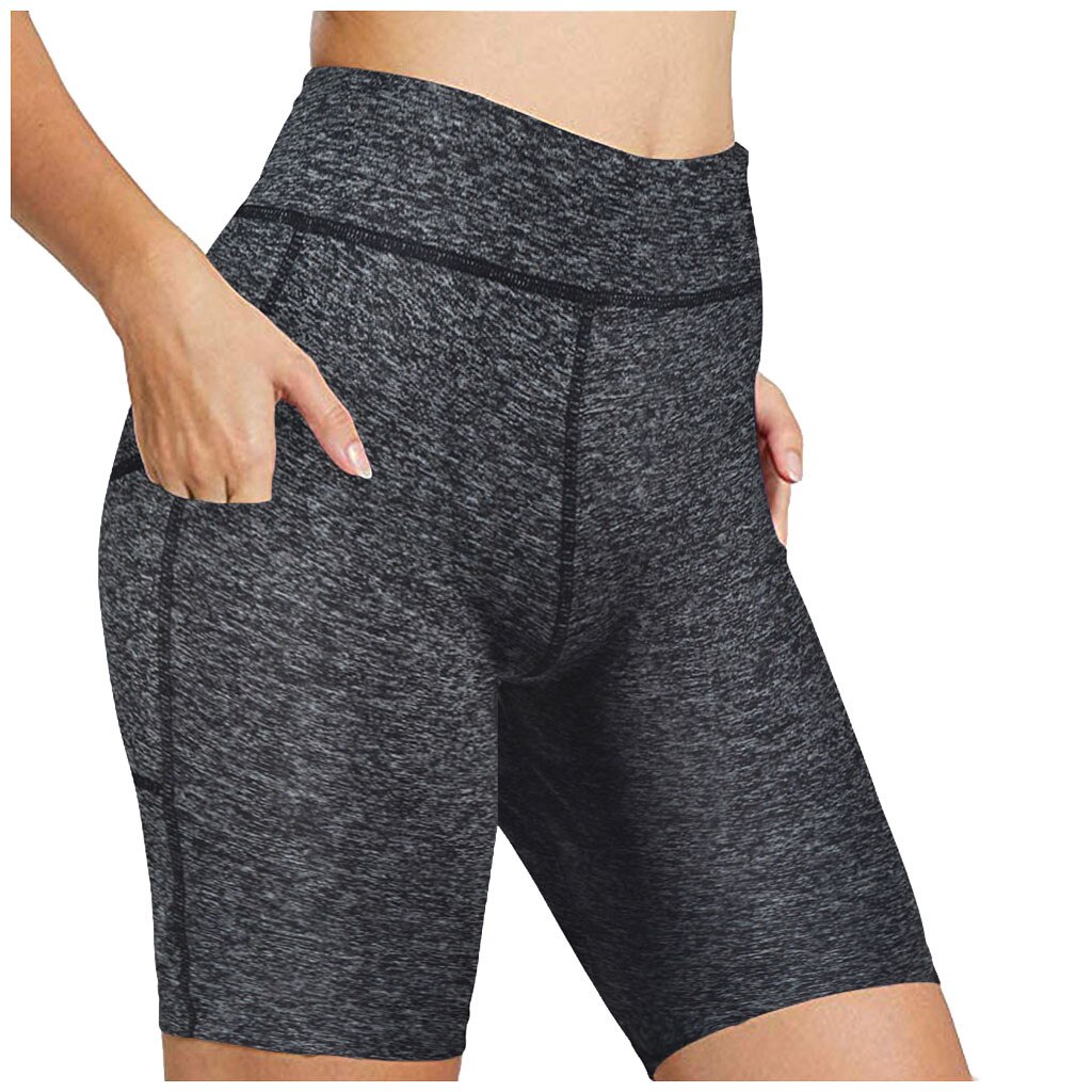 Vrouwen Broek Pure Pocket Hoge Taille Heup Stretch Running Vijf Punten Leggings Broek Korte Leggings Fitness Leginsy Damskie #50: Dark Gray  / Xl