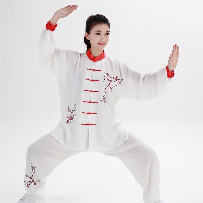 Frauen Traditionelle Chinesische Kleidung Stickerei Lange Ärmeln Wushu TaiChi KungFu Uniform Anzug Uniformen Tai Chi Übung Kleidung
