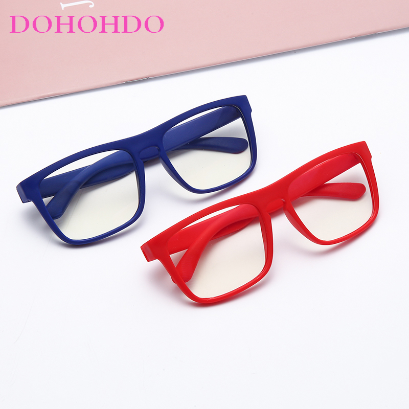 Dohohdo  tr90 anti-blått lys barnebriller takrenne jenter firkantede blå lysblokkerende briller  uv400 låve fleksible briller gafas