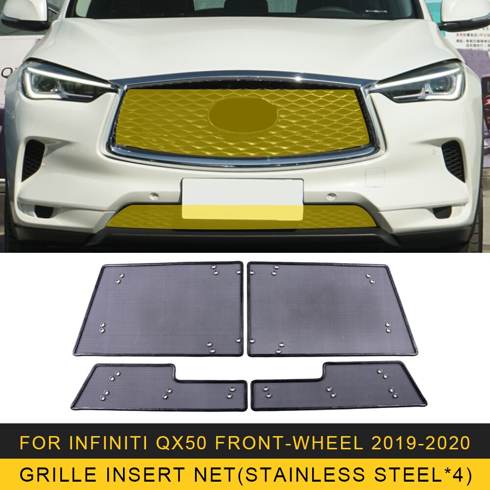 For Infiniti QX50 Car Accessory Front Grille Insert Net Anti-insect Dust Garbage Proof Inner Cover Net Stainless Mesh: For QX50 19-20 A