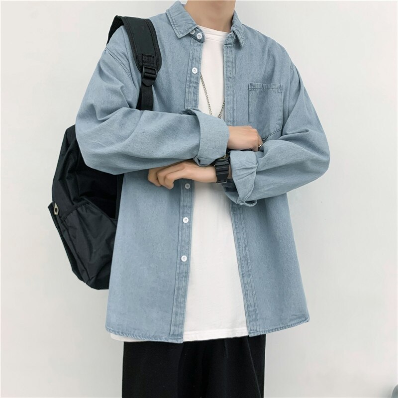 Chaquetas vaqueras de hombre único Breasted Harajuku calle Oversize 4XL Baggy adolescente-encuentro de primavera Retro prendas de vestir Casual