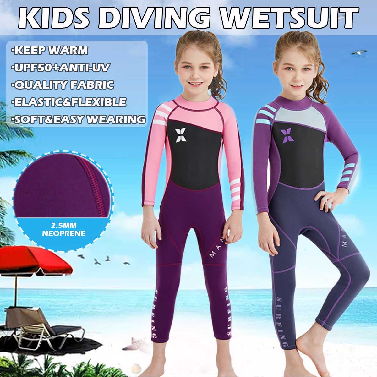 2.5MM Neoprene Boys Thermal Wetsuits Full-body Children Anti-UV Keep Warm Diving Suits Surf Swimwear Suit for kids