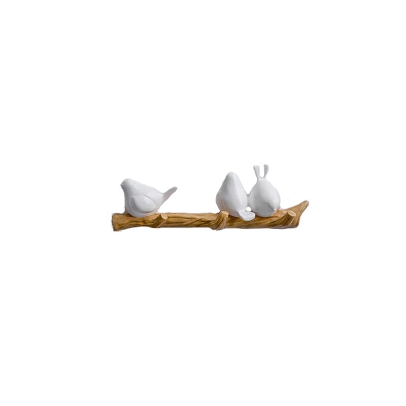 Colgador de pared con pájaros de resina, gancho para colgar llaves, abrigos, toallas, sombreros, bolsos, para sala de estar, cocina, accesorios para el hogar, decoración de paredes: 3 Birds-White