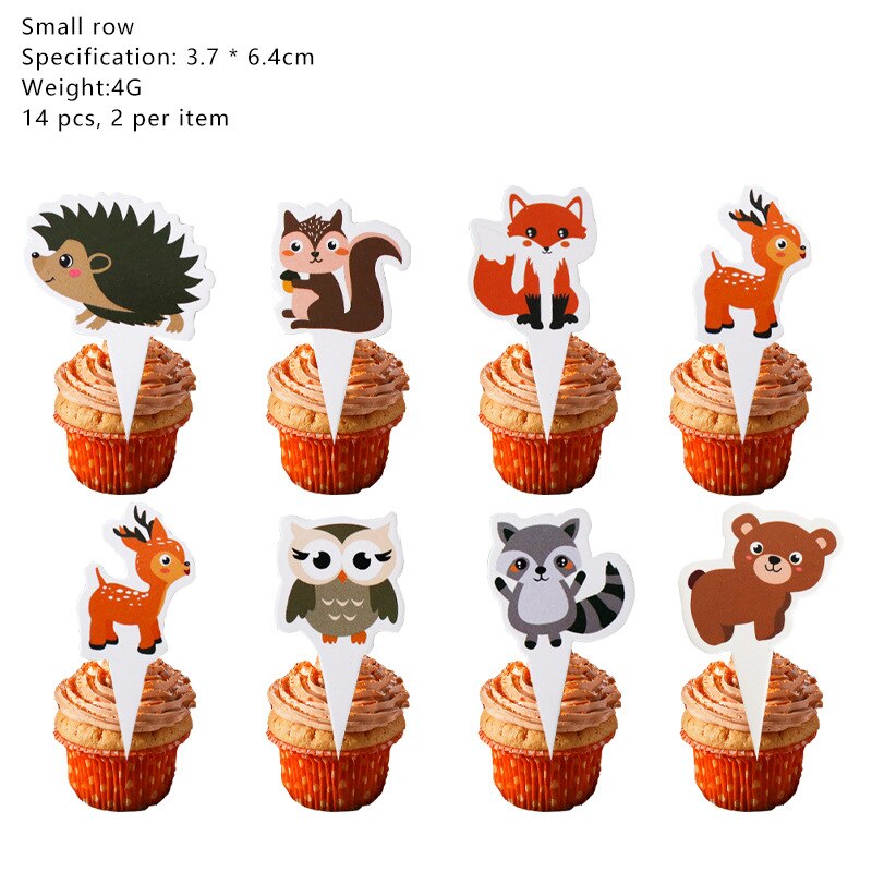 Forest animal theme party fox hedgehog pattern children's birthday party decoration animal balloon disposable napkin plate